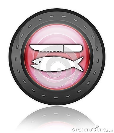 Icon, Button, Pictogram Fish Cleaning Stock Photo