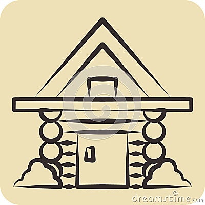 Icon Cabin. related to Russia symbol. hand drawn style. simple design editable. simple illustration Cartoon Illustration