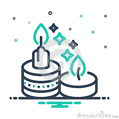 Mix icon for Candles, candlestick and flame Vector Illustration