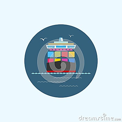 Icon cargo container ship Vector Illustration