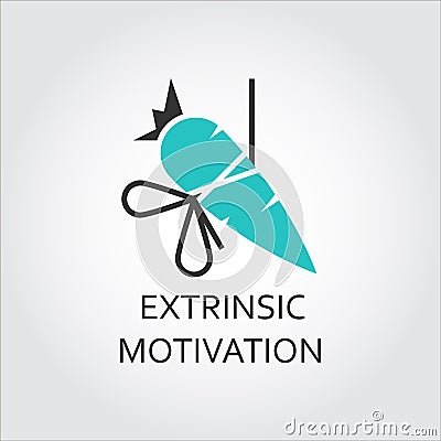 Icon of carrot, extrinsic motivation concept Vector Illustration