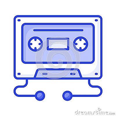 An icon of cassette in modern style, multimedia device vector Vector Illustration