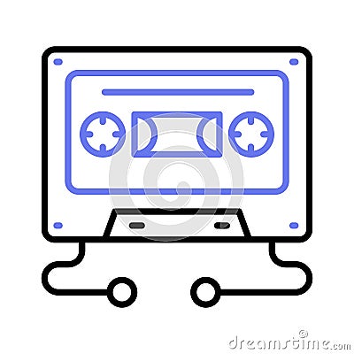 An icon of cassette in modern style, multimedia device vector Vector Illustration