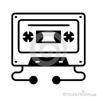 An icon of cassette in modern style, multimedia device vector Vector Illustration