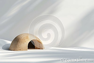 icon of a cave with a simple elegant design and smooth edges placed on a pristine white surface with defined shadows Stock Photo