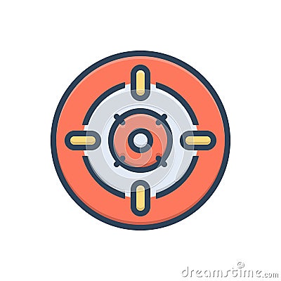 Color illustration icon for Centres, target and circle Vector Illustration