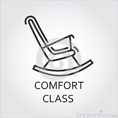 Icon of chair rocking in outline style. Comfort class concept Vector Illustration