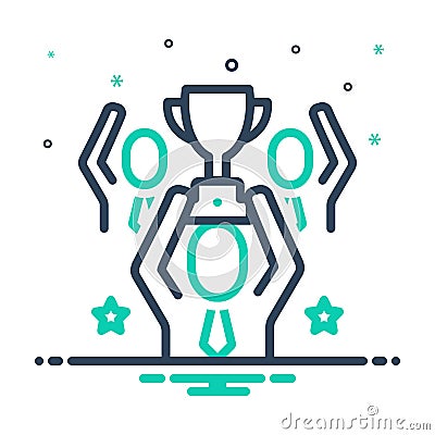 Mix icon for Champions, winner and trophy Vector Illustration