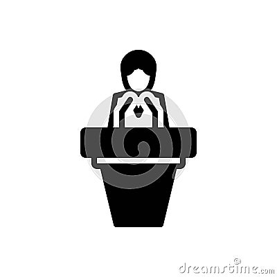 Black solid icon for Chancellor, prosecutor and speaker Vector Illustration