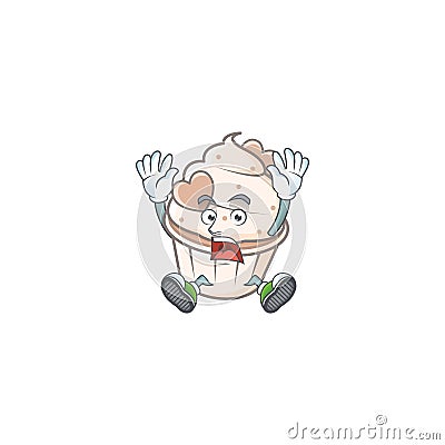 An icon character of white cream love cupcake style with shocking gesture Vector Illustration