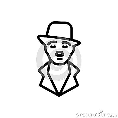 Black line icon for Charlie, chaplin and movie Vector Illustration