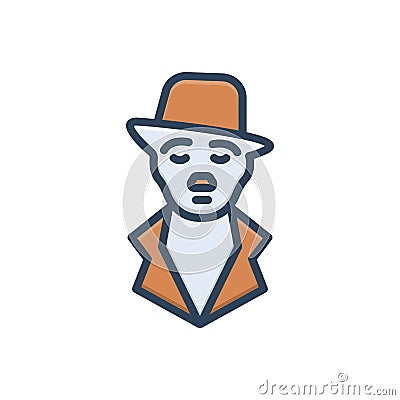 Color illustration icon for Charlie, chaplin and moustache Vector Illustration