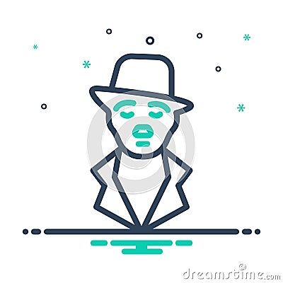 Mix icon for Charlie, chaplin and moustache Vector Illustration