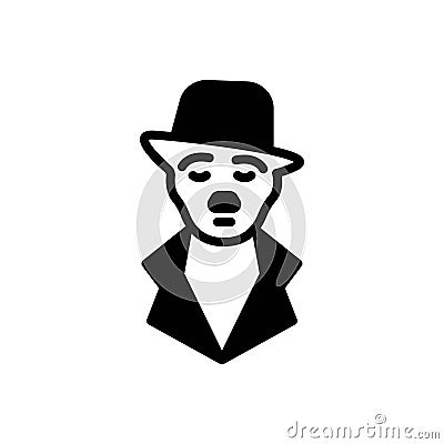 Black solid icon for Charlie, chaplin and moustache Stock Photo