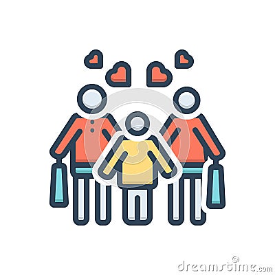 Color illustration icon for Cheerful, shopping and customer Cartoon Illustration