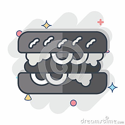 Icon Choripan. related to Argentina symbol. comic style. simple design editable. simple illustration Cartoon Illustration