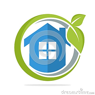 The icon of circle shape logo with the concept of environmentally friendly home energy management Vector Illustration