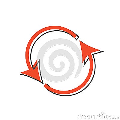 Icon circulating. Reset button, reload on cartoon style. Vector circulating icon on white isolated background Vector Illustration