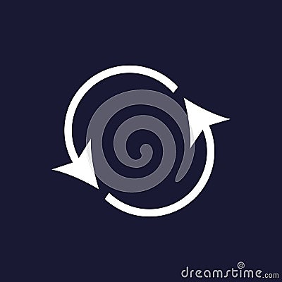 Icon circulating. Reset button, reload icon on dark blue Vector Illustration