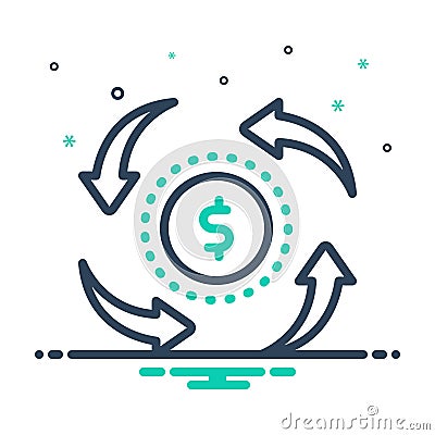 Mix icon for Circulation, diffusion and recurring Stock Photo