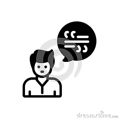 Black solid icon for Citations, quotation and comma Vector Illustration