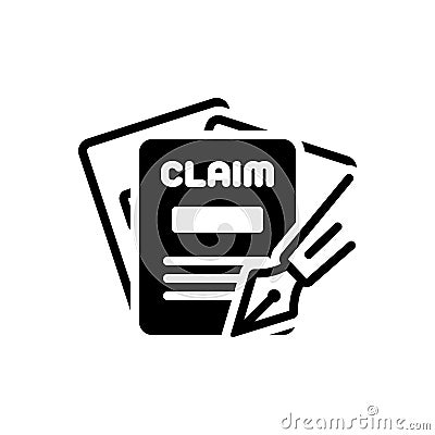 Black solid icon for Claims, money and insurance Vector Illustration