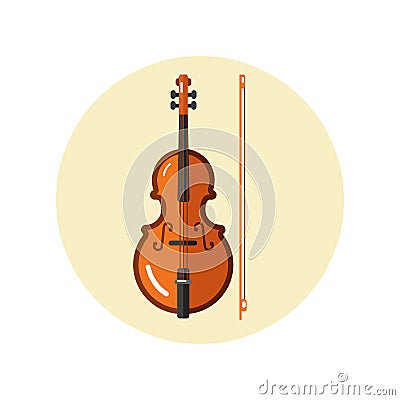 Icon of classical violin with fiddle stick Vector Illustration