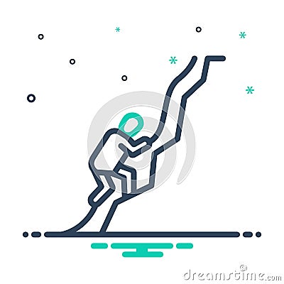 Mix icon for Climb, rappelling and abseiling Vector Illustration