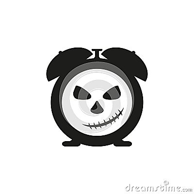 Icon clock alarm with a skull, vector Vector Illustration