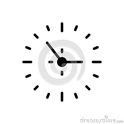 Black solid icon for Clock, around the clock and time is running Vector Illustration