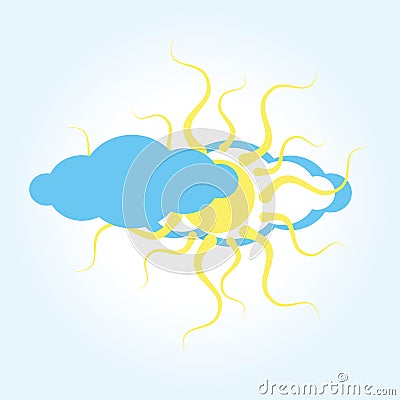 Icon cloudy weather. Abstract flat window of cloudy and cloudy weather Vector Illustration