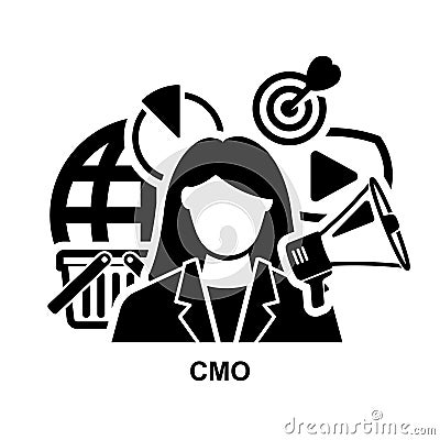 Cmo icon. Chief marketing officer acronym isolated on background Vector Illustration