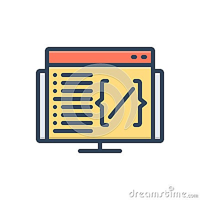 Black solid icon for Coding, script and data Vector Illustration