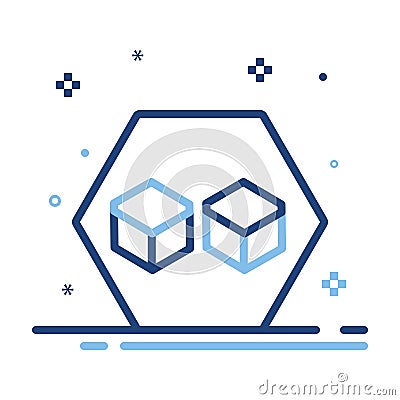 An icon Cold cream double ice palette popsicle cube ice Vector Illustration