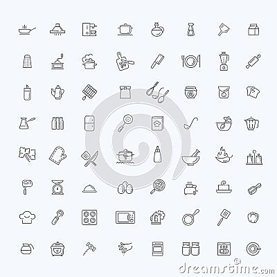 Icon collection - kitchen tools and utensils Vector Illustration