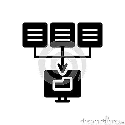 Black solid icon for Collection, pickup and assemblage Vector Illustration