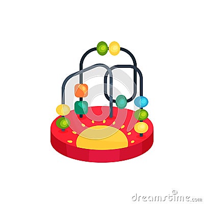 Icon of colorful bead maze toy. Fun and educational game for kids. Concept of children s development. Cartoon flat Vector Illustration