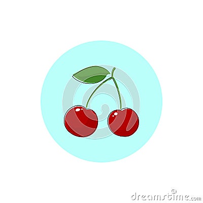 Icon Colorful Cherry Vector Illustration