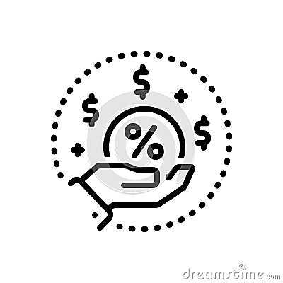 Black line icon for Commission, money and brokerage Vector Illustration