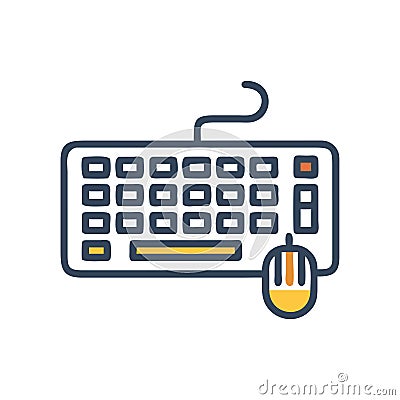 Icon for Computer Setup with Keyboard and Mouse Vector Illustration