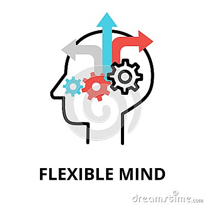 Icon concept of Flexible Mind, brain process collection Vector Illustration