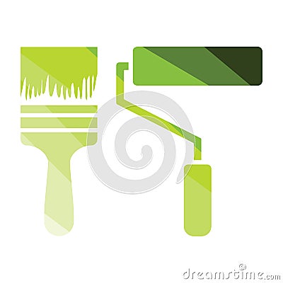 Icon of construction paint brushes Vector Illustration