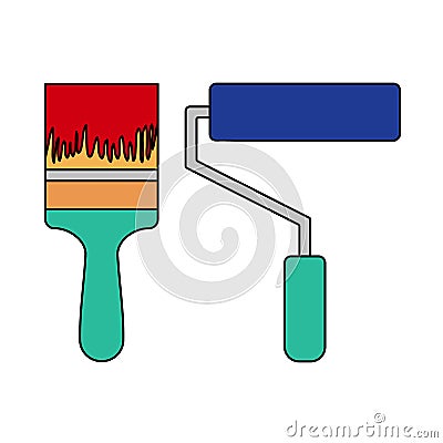 Icon Of Construction Paint Brushes Vector Illustration