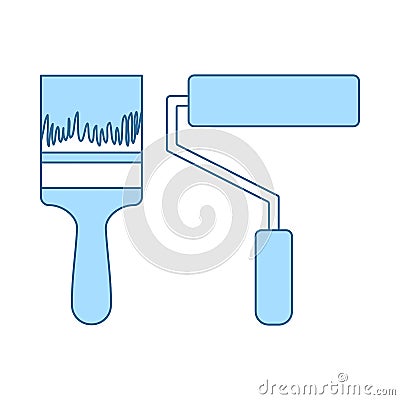 Icon Of Construction Paint Brushes Vector Illustration