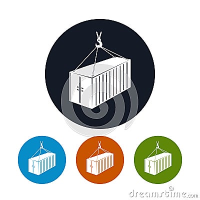 Icon container with crane , vector illustration Vector Illustration