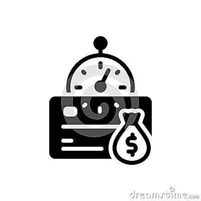 Black solid icon for Credit, money bag and finance Vector Illustration