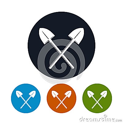 Icon of a Crossed Shovels Vector Illustration