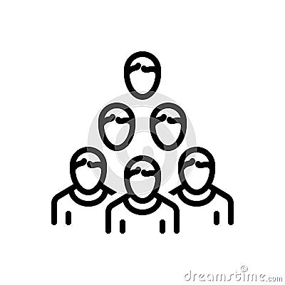 Black line icon for Crowd, population and staff Vector Illustration