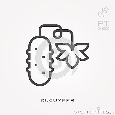 Icon cucumber. With the ability to change the line thickness. Vector Illustration