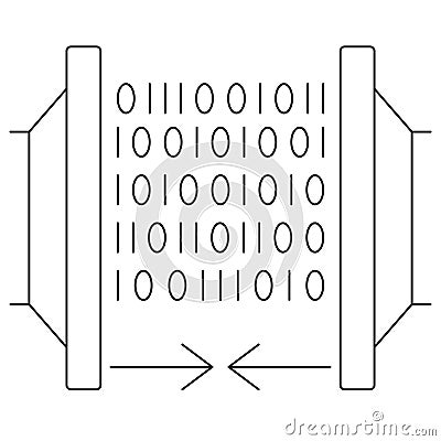 Icon of data compression with binary code between two presses Vector Illustration